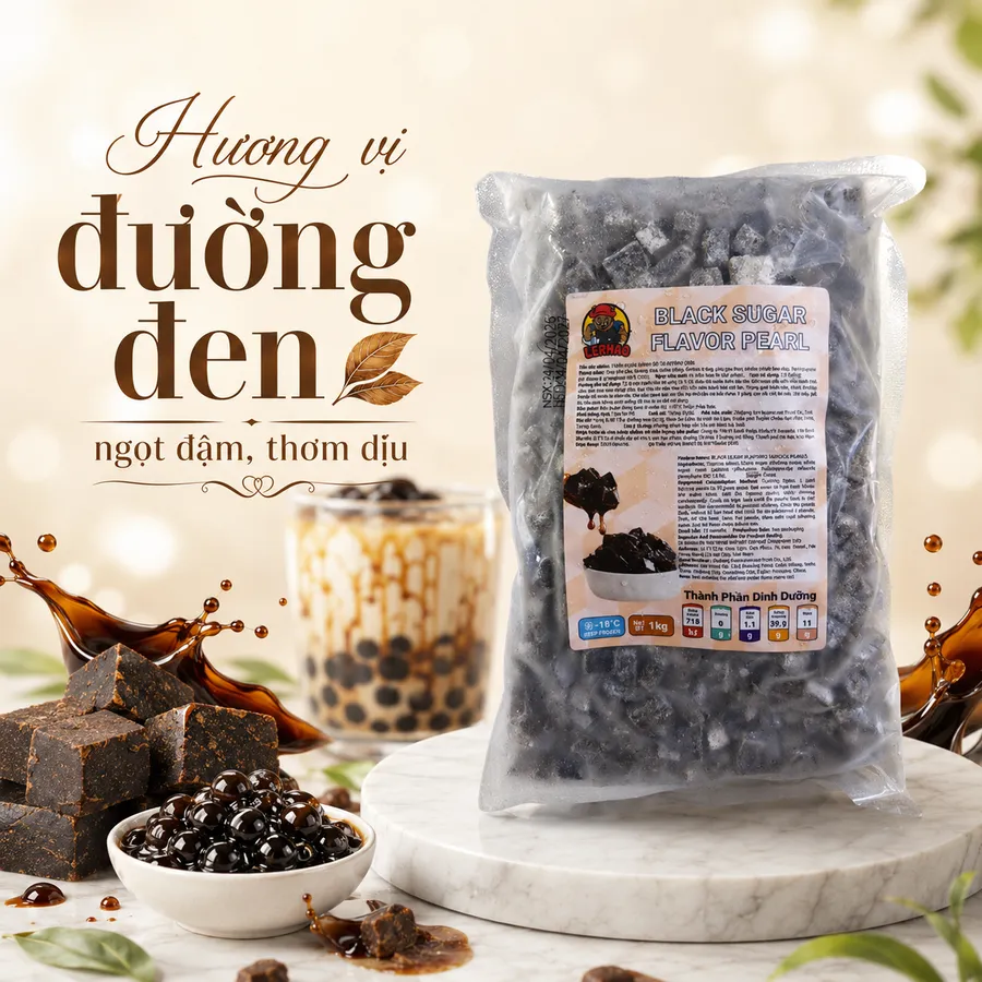 Trân châu đường đen bánh bò